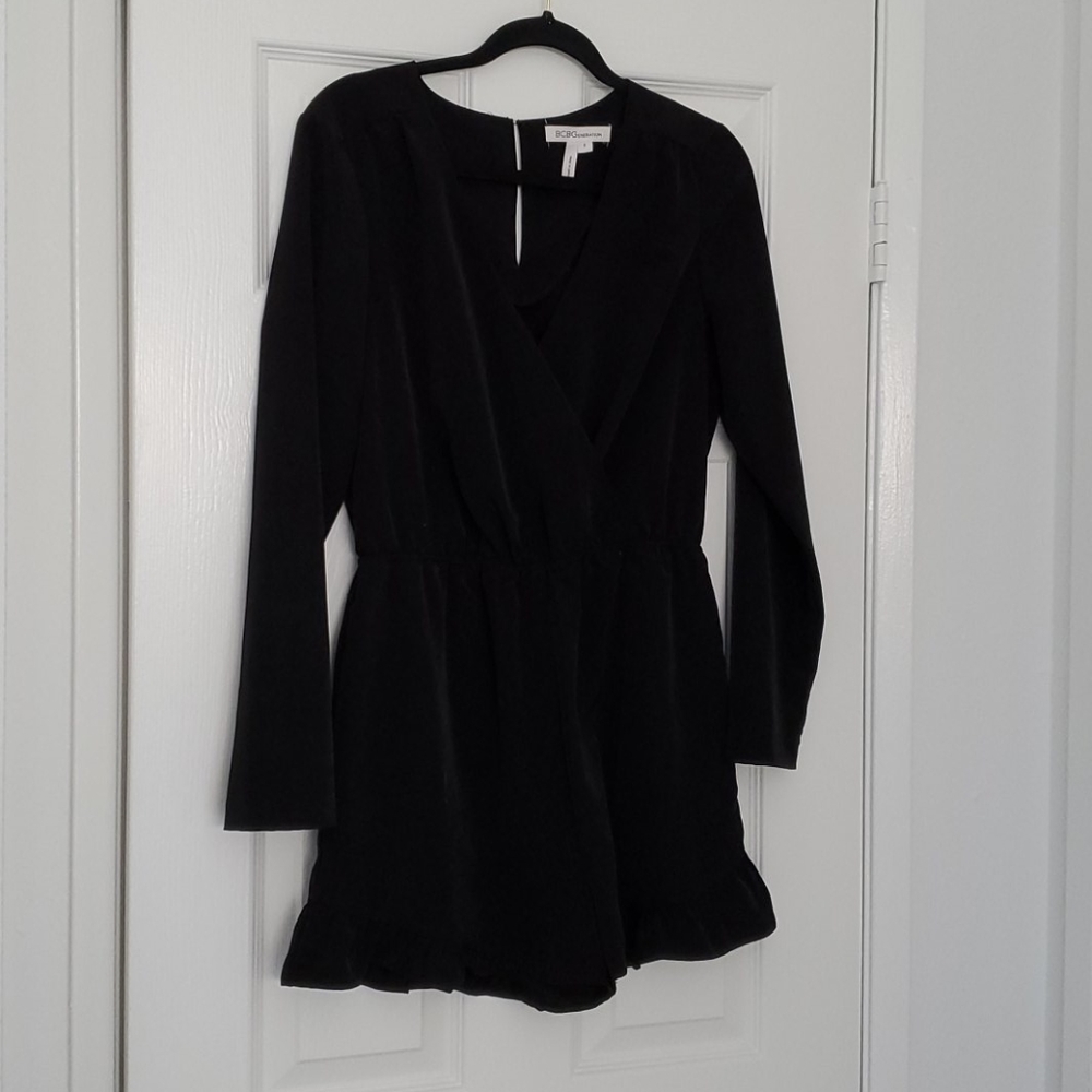BCBGeneration Black Ruffle Romper - Picture 2 of 4